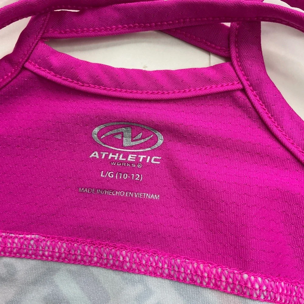 Athletic Works Pink Tropical Romper Kids Sz L 10-12 Crisscross Back AWG29S200BH